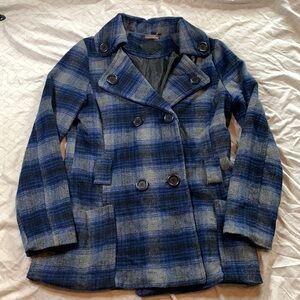 Blue Plaid Winter Coat